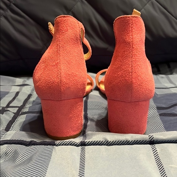 New Pink Suede Block Heel Sandals size 9 - Picture 5 of 9